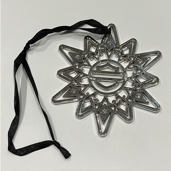 Harley-Davidson Bar & Shield Star Rhinestone Holiday Chrome Plated Ornament - Picture 2 of 5